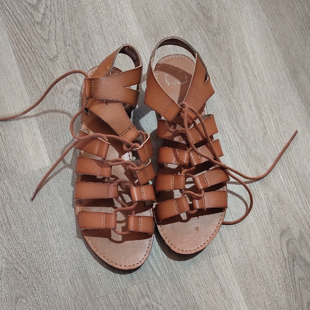 Faded Glory Brown Gladiator Lace-Up Sandals